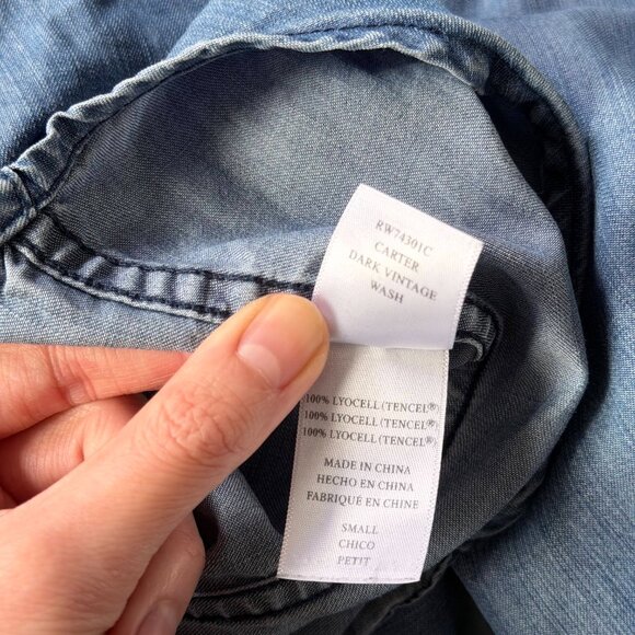 Rails "Carter" Chambray Denim Shirt, Dark Vintage Wash Blue, Size S, Like New - Picture 6 of 7